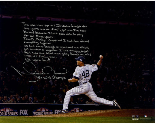 Mariano Rivera Signed 2009 World Series Save 'Story' 16x20 Metallic Photo