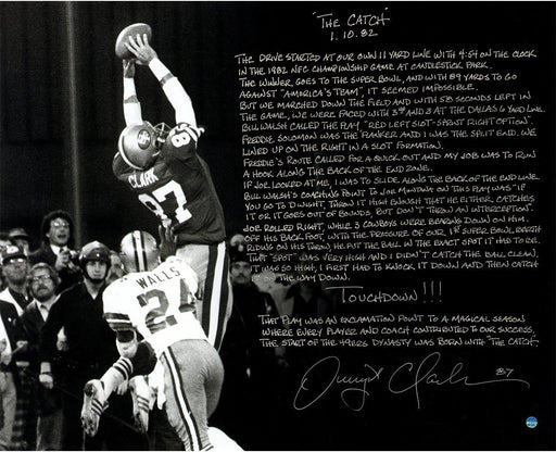 Dwight Clark Signed 1981 NFC Championship B/W 16X20 Story Photo