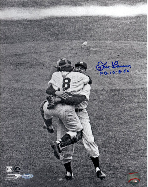 Don Larsen Signed Perfect Game Hug B/W 11x14 Photo w/ PG insc