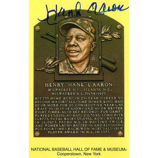 Hank Aaron Signed HOF Plaque Card JSA