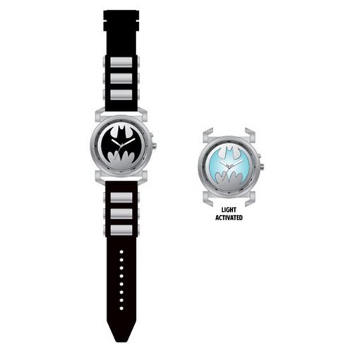 Batman Logo Gray Bullet Black Rubber Strap Watch with Lights