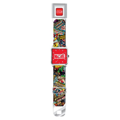 Classic Marvel Comic Book All-Over Print Seatbelt Watch     