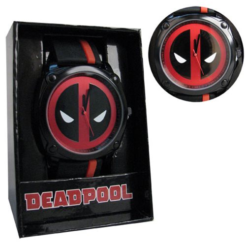 Deadpool Logo Dial Side Stripe Rubber Strap Watch           