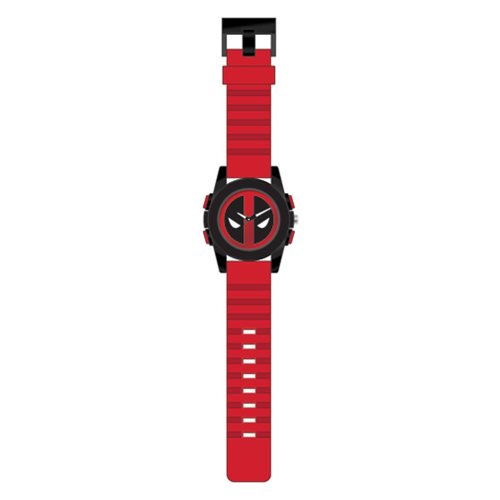 Deadpool Logo Dial Black Sport Case Red Strap Watch         