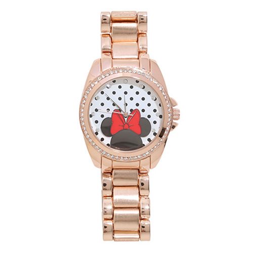 Minne Mouse Crystal and Rose Gold Colored Bracelet Watch    