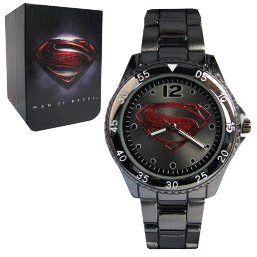 Superman Man of Steel Logo Gunmetal Bracelet Watch          