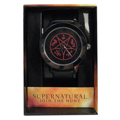 Supernatural Devil's Trap Red Pentagram Dial Strap Watch    