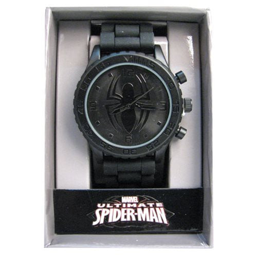 Spider-Man Black Symbol Blackout Rubber Strap Watch         