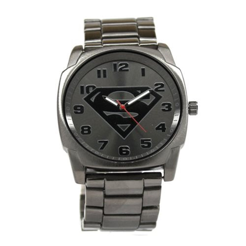 Superman Gray Logo Watch with Gun Metal Bracelet Band       