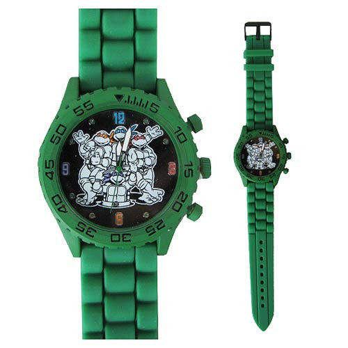 Teenage Mutant Ninja Turtles Group Green Rubber Strap Watch 