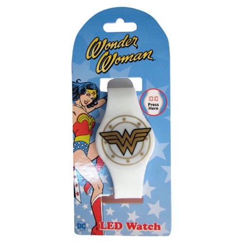 Wonder Woman White Gold Emblem LED Watch                    