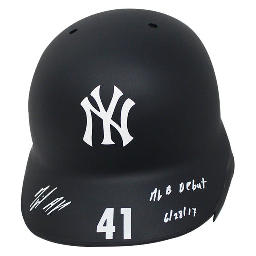 Miguel Andujar Signed New York Yankees Game Model Road Matte Batting Helmet w/ "MLB Debut 6/28/17" Insc (L/E of 41)