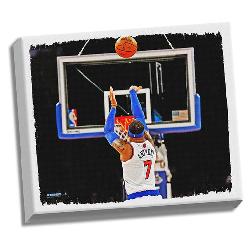 Carmelo Anthony Shooting Back View Stretched 22x26 Canvas