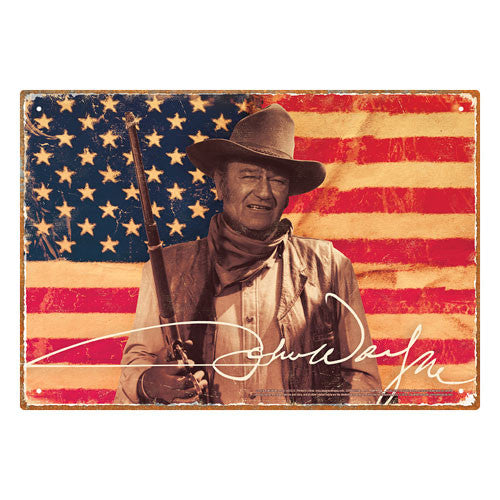 John Wayne Flag Tin Sign                                    