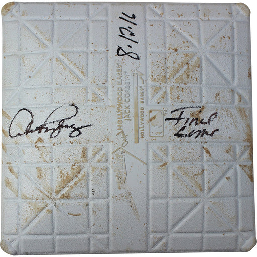 Alex Rodriguez Signed Rays at Yankees 8-12-2016 Game Used Second Base w/ "Final Game  8/12/2016 Insc"  (Bottom of 5th Inn)(JB772795)