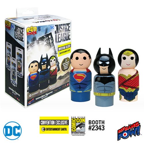 Justice League Pin Mate Wooden Figure Set of 3 - Con. Exc.  