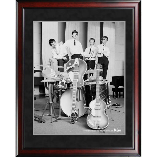 The Beatles 1962 Black and White Pose With Instruments 8x10 Framed Photo