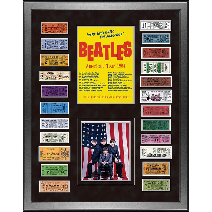 The Beatles 1964 Framed 24x32 Ticket Collage