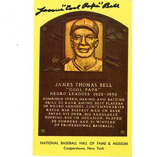 James "Cool Papa" Bell Signed Yellow Baseball Hall of Fame Plaque Card (JSA  Auth)