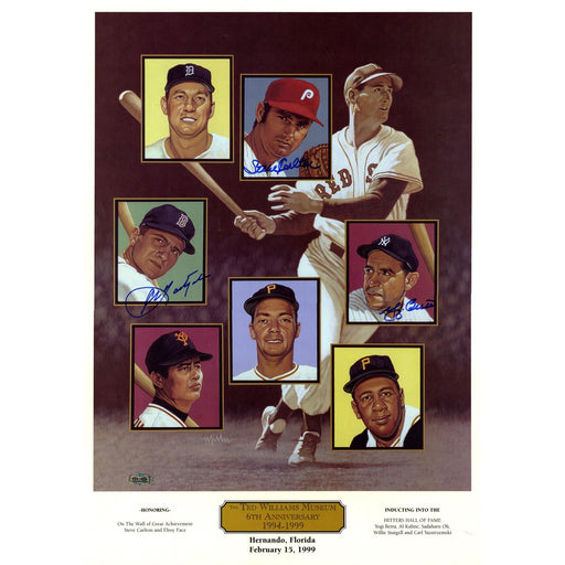 Yogi Berra/Steve Carlton/Carl Yastremski Signed Ted Williams Color Lithograph