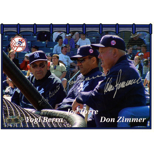 Yogi Berra  Don Zimmer  & Joe Torre Signed 5x7 Yankee Legends Card