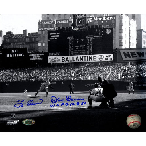 Yogi Berra/ Don Larsen Dual Signed w/ins WS PG10856 by Larsen B/W 8x10 Photo