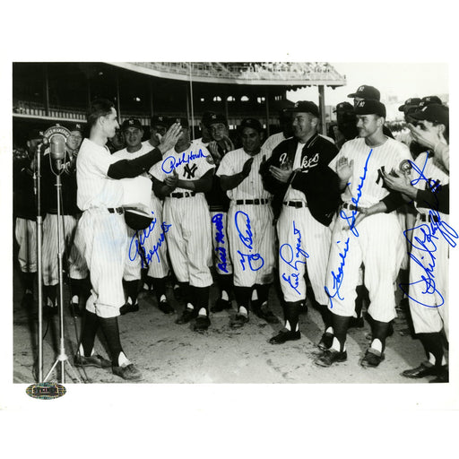 Yogi Berra/Ralph Houk/Allie Reynolds/Phil Rizzuto/Charlie Silvera/Ed Lopat/Moose Skowron Signed 8x10 Photo