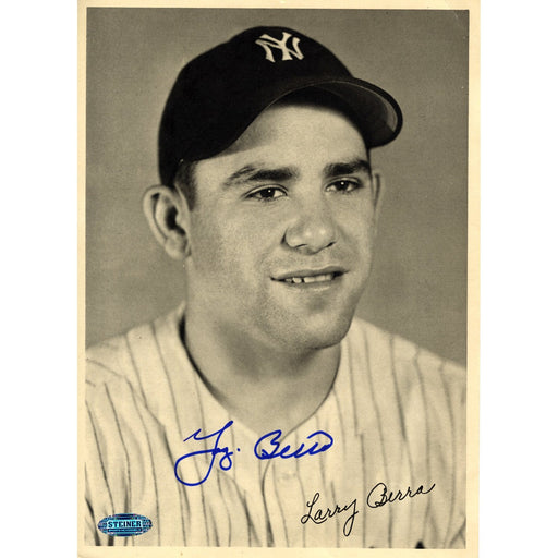 Larry Yogi Berra Signed 9x6 B&W portrait