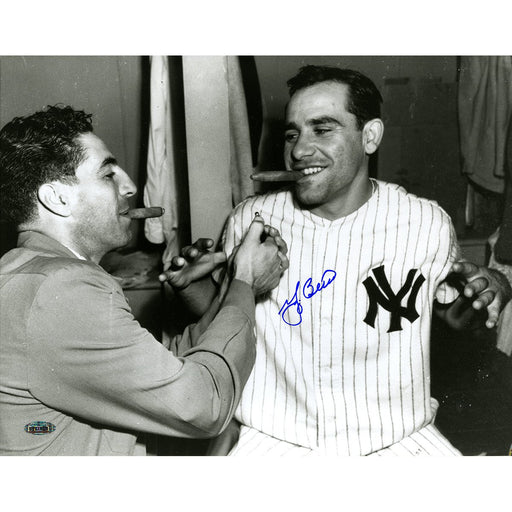 Yogi Berra Signed Phil Rizzuto Cigar 11x14 B/W Horizontal Photo