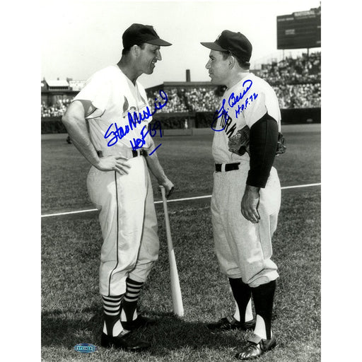 Yogi Berra Stan Musial Dual Signed B/W 11x14 Photo Vertical with HOF insc