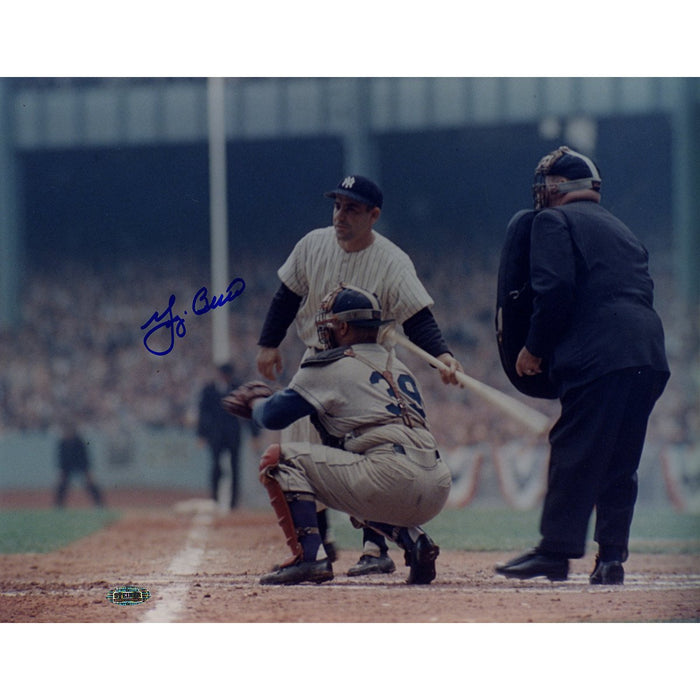 Yogi Berra Signed Color Horizontal 11x14 Photo Home Plate '56 WS vs Dodgers