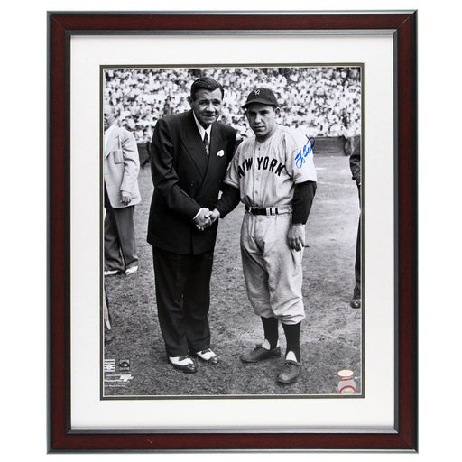 Yogi Berra/ Babe Ruth B&W Framed 16x20 Photo (MLB Auth)