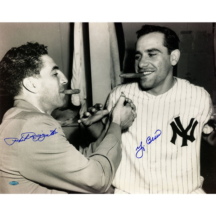 Yogi Berra Phil Rizzuto Smoking Cigar Dual Signed B/W 16x20 Photo