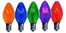 C7 Multi-Color Transparent Bulbs 5-Watt (25 Pack)