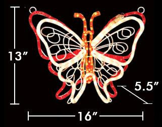 16" Fluttering Butterfly - Red-White