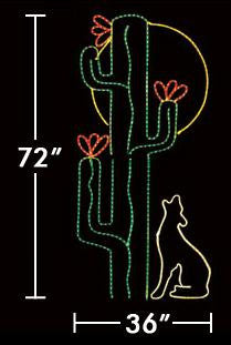 6' Saguaro Cactus w- Coyote & Moon