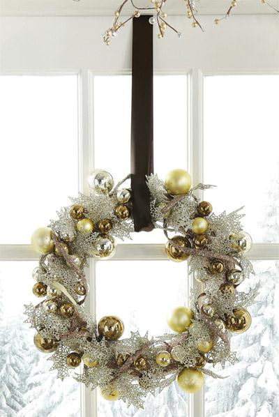 Gold Silver and Bronze Christmas Wreath