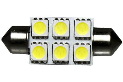 6 LED 12V Cool White 37mm Festoon Bulb (120 )