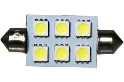 6 LED 12V Cool White 42mm Festoon Bulb (120 )