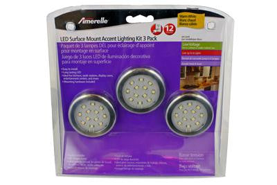 12 Bulb Warm White LED Puck Light Kit 2.25" (3 Pack)