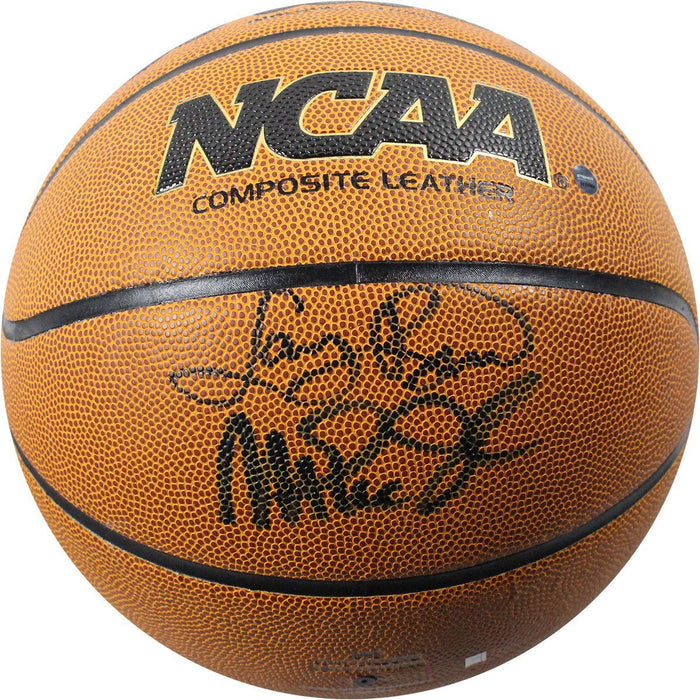 Larry Bird/Magic Johnson Dual Signed NCAA Basketball Signed in Black