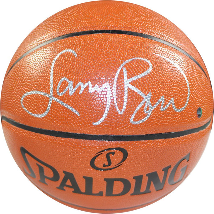 Larry Bird Signed Orange I/O Basketball (Signed In Silver)