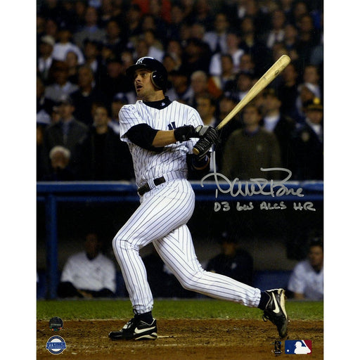 Aaron Boone Signed 2003 ALCS GW HR vs Red Sox 8x10 Vertical Photo w/ "03 GW ALCS HR" Insc (Signed in Silver)