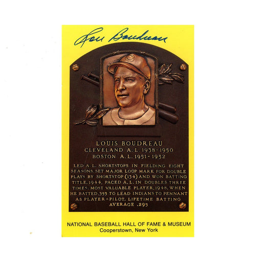 Lou Boudreau Signed HOF Plaque Postcard JSA