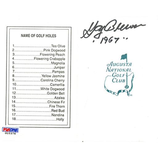 Gay Brewer Signed Augusta National Masters Scorecard PSA/DNA