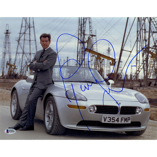 Pierce Brosnan Signed 11x14 Horizontal with Car Photo Beckett