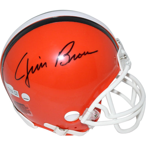 Jim Brown Signed Cleveland Browns Throwback Mini Helmet (Fanatics/SSM)