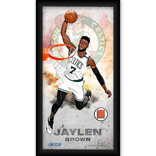 Jaylen Brown Boston Celtics Player Profile Framed 10x20 Photo Collage  w/Game Used Basketball