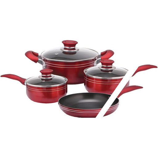 7PC ALUM COOKWARE SET RED