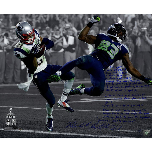 Malcolm Butler Signed Super Bowl 49 Interception Story Spotlight 20x24 Photo (LE 21)